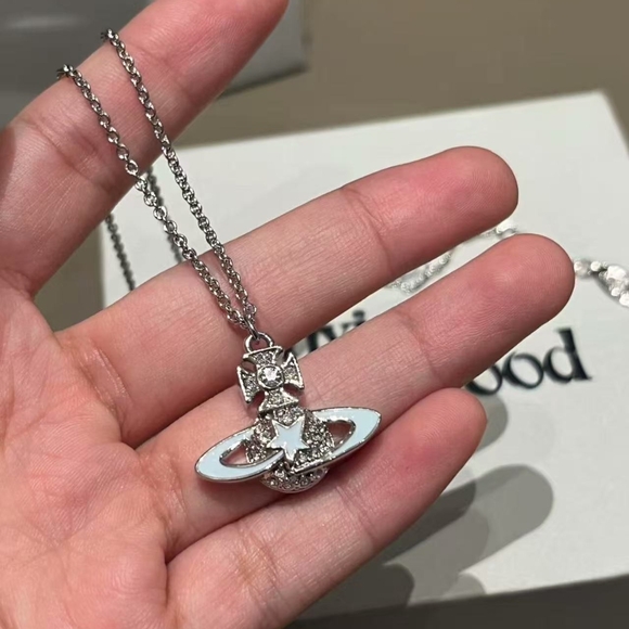 Vivienne Westwood Silver and White Orb Necklace